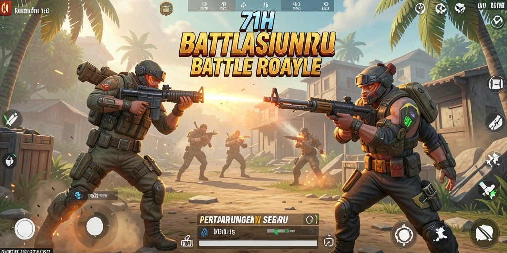 Tampilan gameplay mendebarkan dari 71H di dunia Battle Royale.