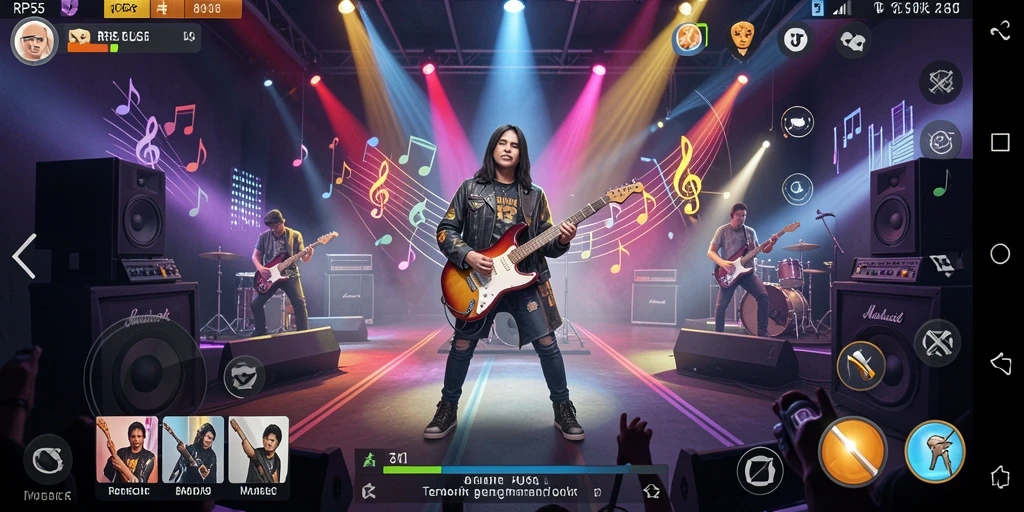 Tampilan gameplay RP55 yang menampilkan keseruan bermain musik.
