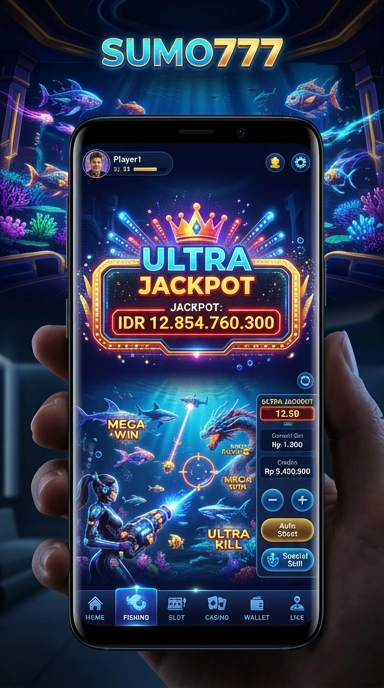 Screenshot aplikasi yang menunjukkan kategori dan aplikasi populer di Sumo777.